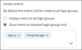 The Access Control section with login groups selected