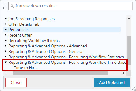 Time based metrics in the filter/column picker