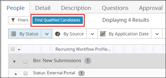 The Find Qualified Candidates button on the People tab