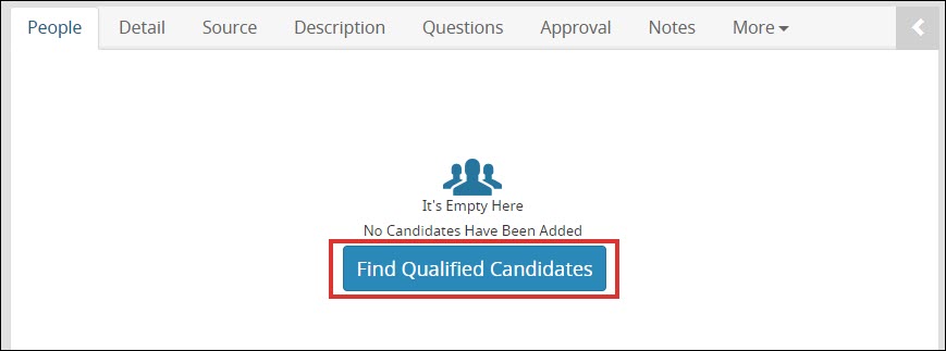 The Find Qualified Candidates button on profiles with no candidates