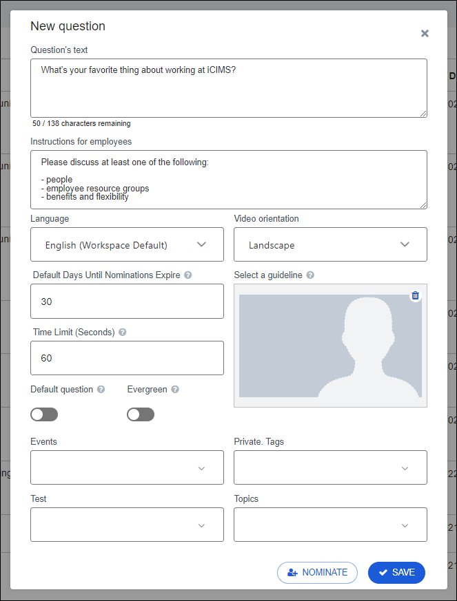 Creating Questions and Requesting Videos in iCIMS Video Studio