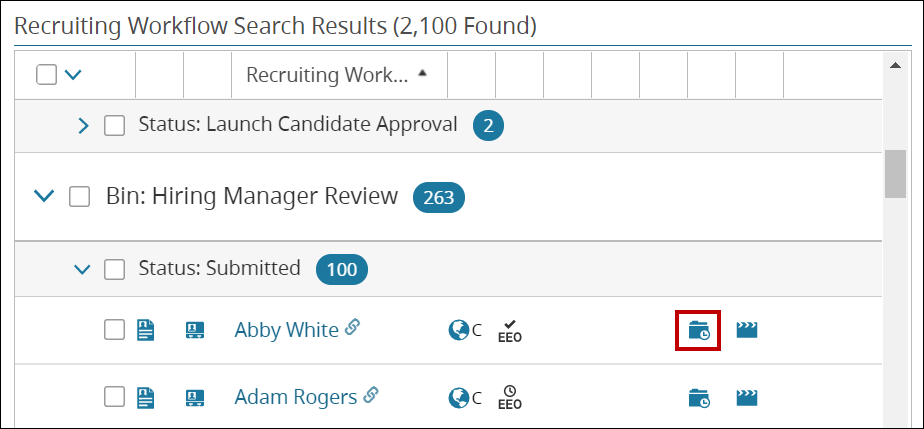 An image of the Recruiting Workflow Search.