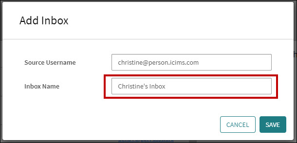 An image that displays adding an inbox for a user.