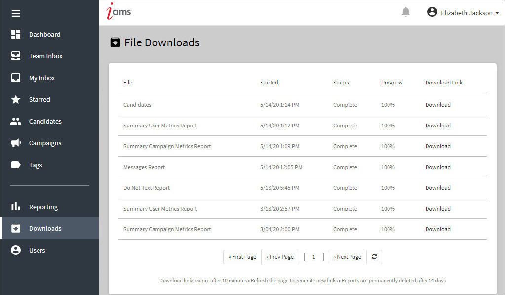 An image that displays the File Downloads page.