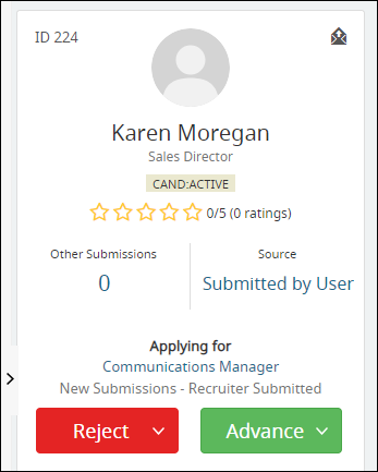 An image that displays the profile card on the Recruiting Workflow Profile