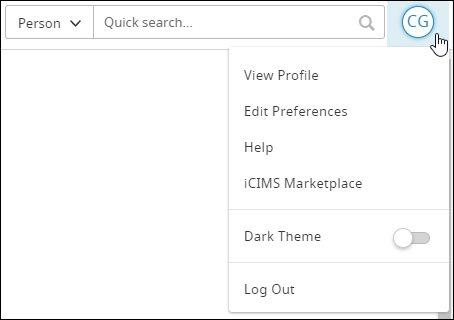 The User Options menu on the Platform's new menu bar.