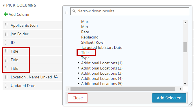 An image of the pick columns selection.