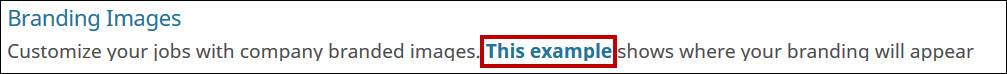 An image highlighting the example link in the Company Branding section.