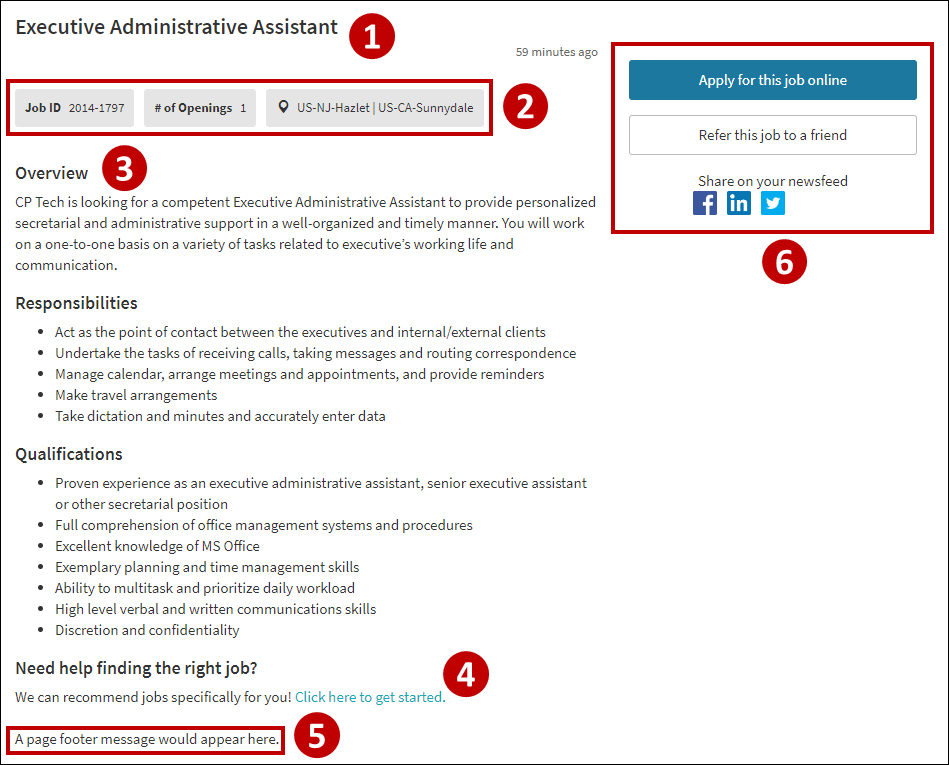 A labeled image of the Job Details Page.