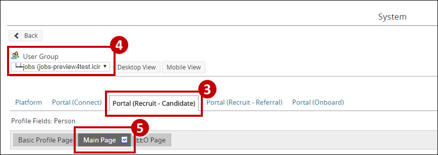 The Candidate Profile Page in System Configuration