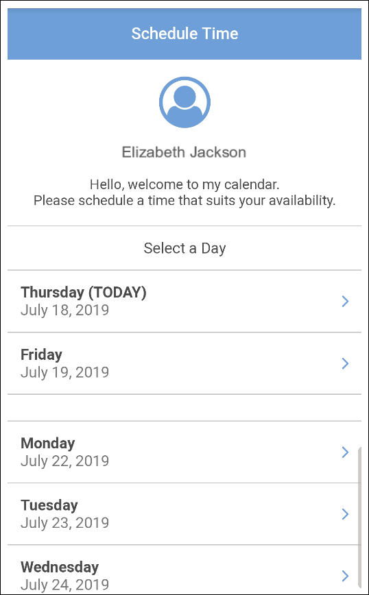 An image that displays the candidate's selection of a day through the user's TextRecruit calendar.