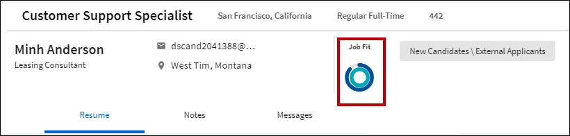 An example Job Fit indicator on an Application Profile