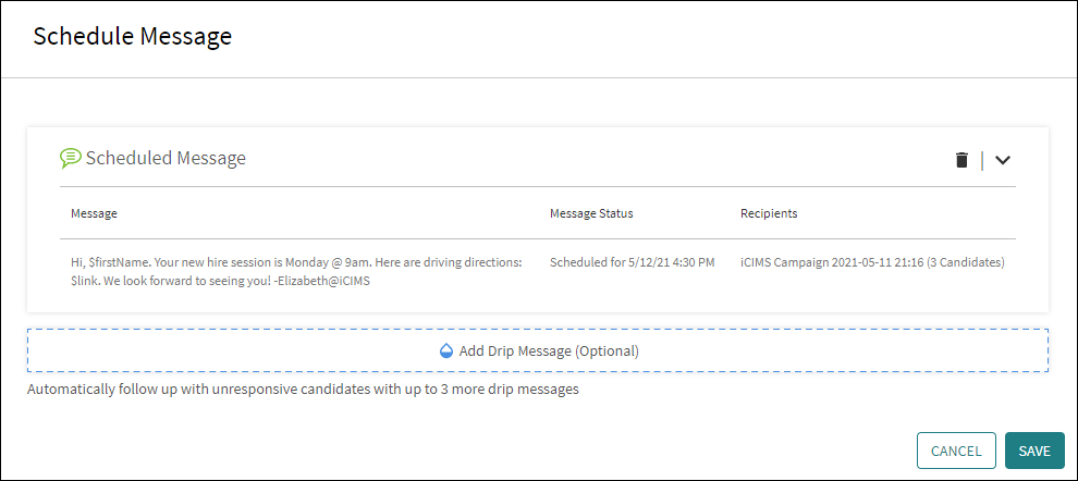 The window where you can review your message before sending