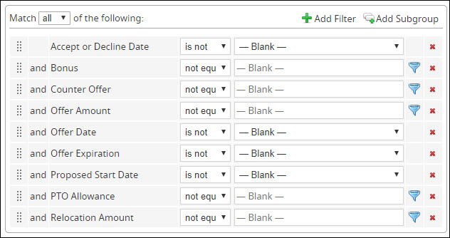 An image that shows the entrance criteria filters used in this scenario.