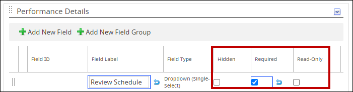 An image highlighting the hidden/required/read-only options for a field.