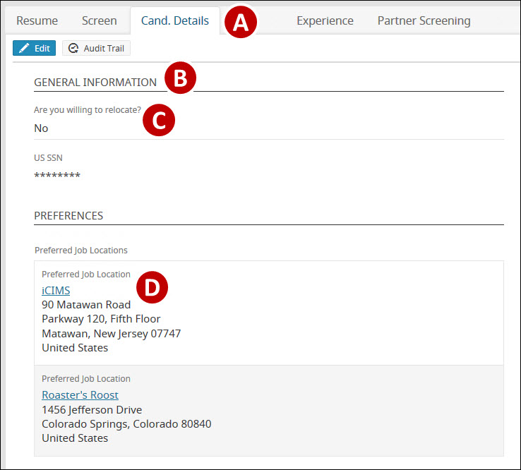 An image that includes labeled tabs, sections, fields, and field groups.