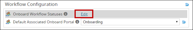 An image that displays navigation to edit Onboarding Workflow Statuses.