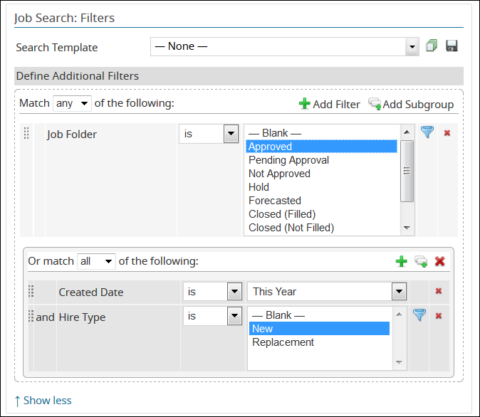 An image that displays the search form criteria to produce the sample search.