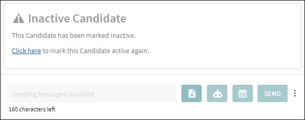 An image that displays the Inactive Candidate profile message.