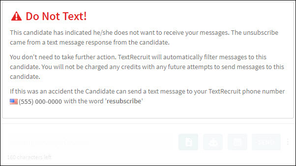 An image that displays the Do Not Text profile message.