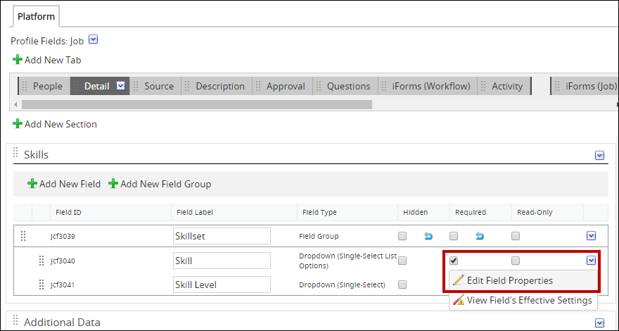 In System Configuration, user admins can update, add, and remove skills from the iCIMS Talent Platform.