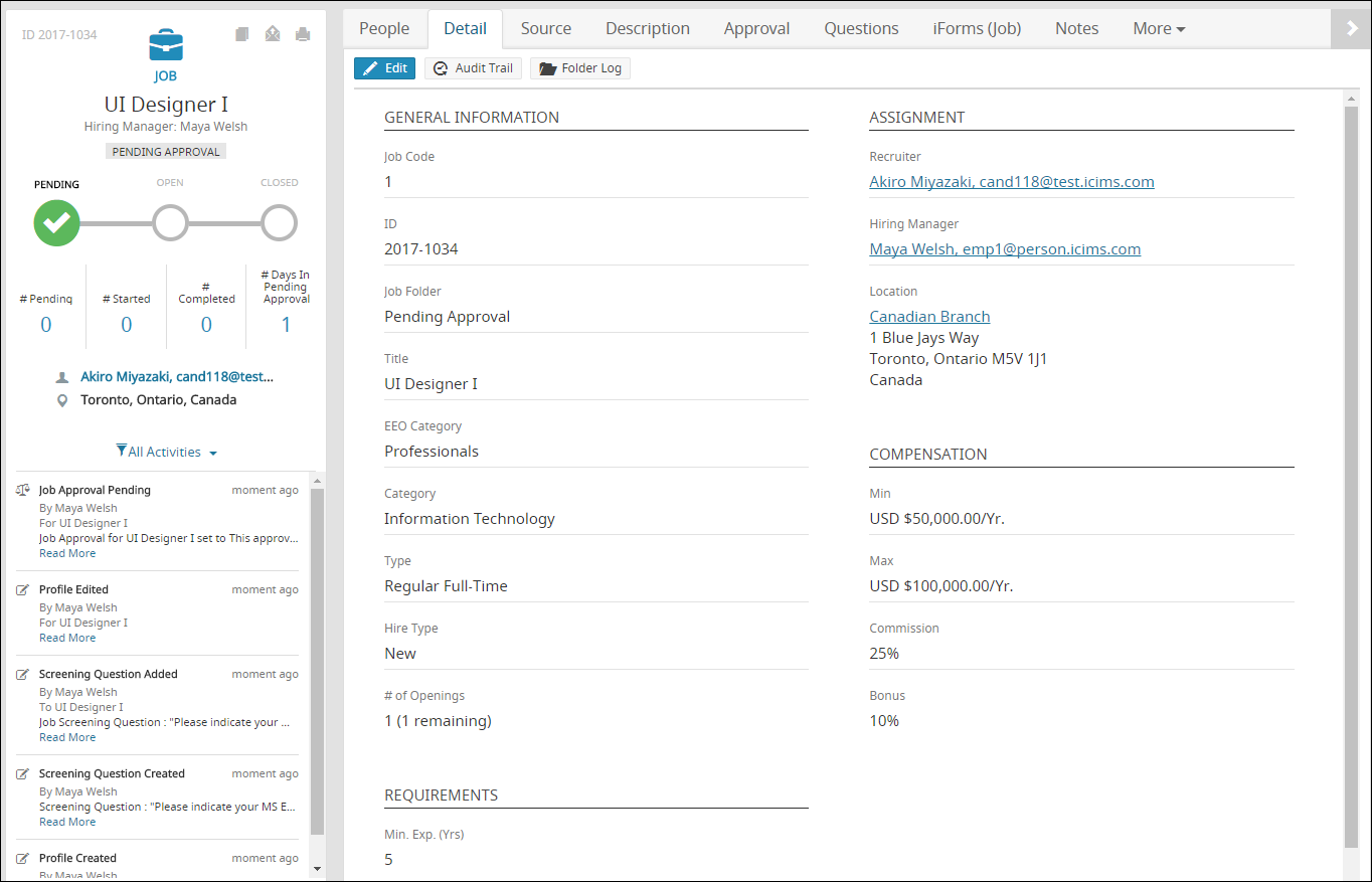Introduction to the Job Profile: Job Detail Tab and Job Creation 