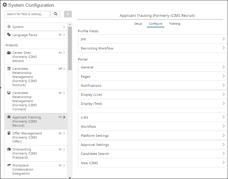 This image shows the System Configuration page.