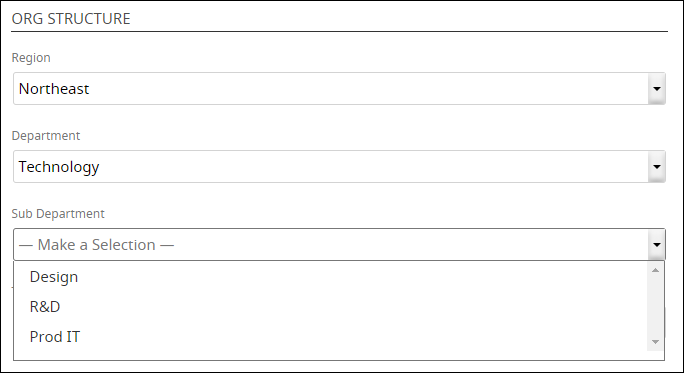 Fields set up as a hierarchy within a list