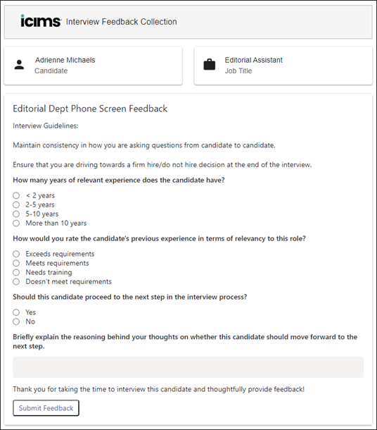 Responding to &amp; Submitting Interview Feedback Requests