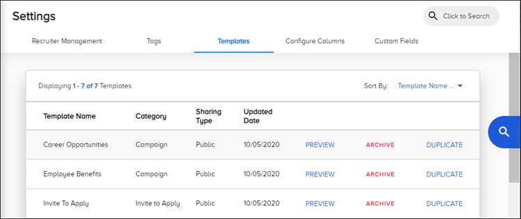 The Templates tab