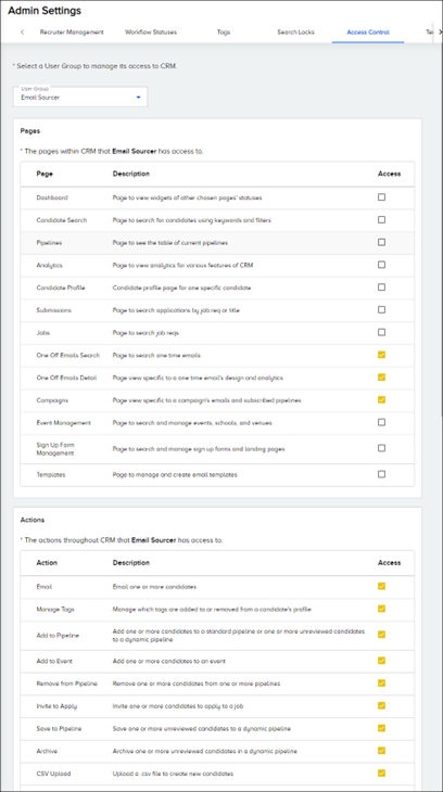 Access Control tab