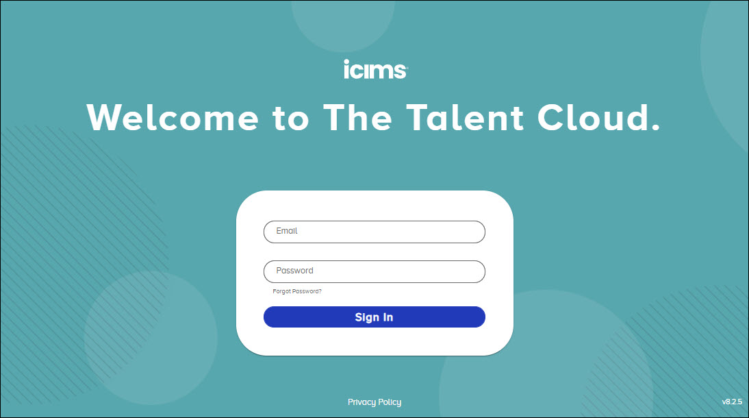 The iCIMS CRM login screen