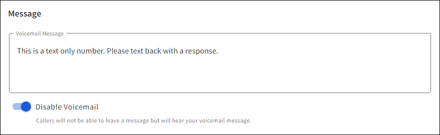 Voicemail message settings.