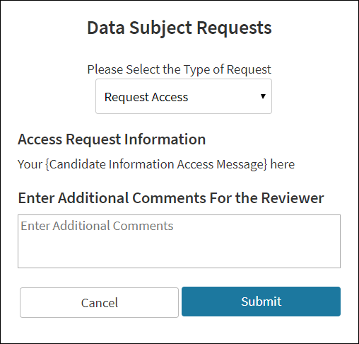 An image of the Data Subject Requests page.