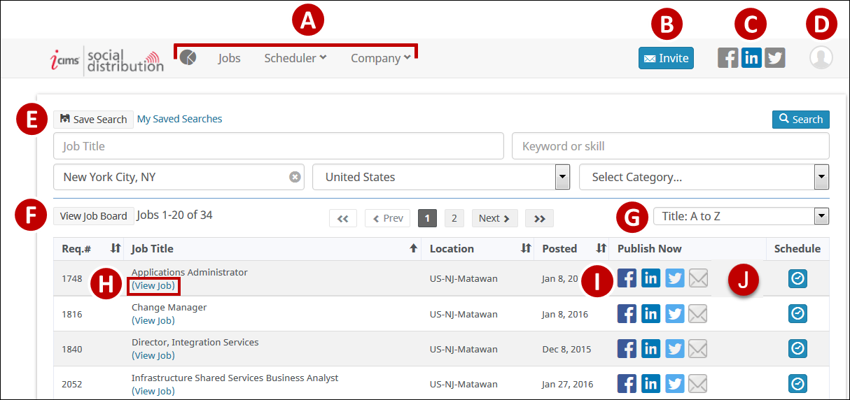 A labeled image of the Jobs tab and menu bar.