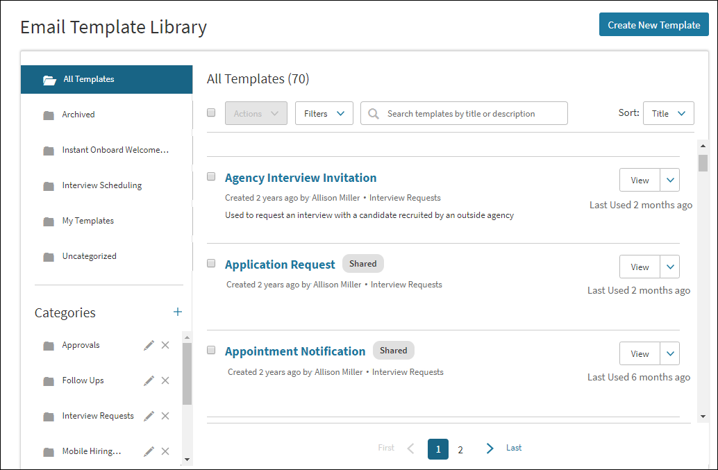 Email template library