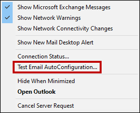 An image of the Test E-mail Auto Configuration option.