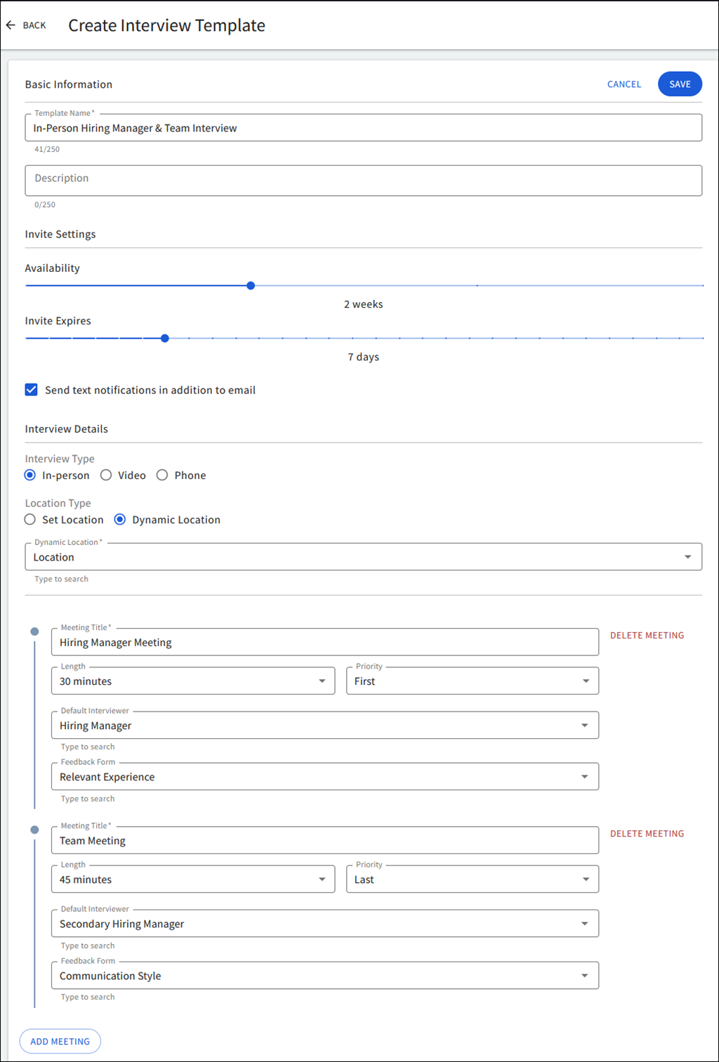 Example template form